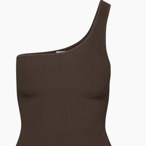 Aritzia Babaton sculpt one shoulder brown tank
